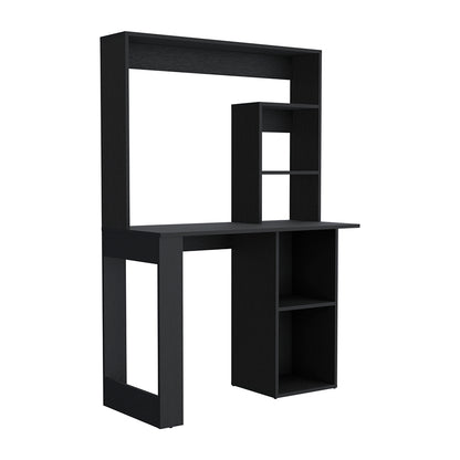 Maine Desk With Hutch and Shelves Black and White Finish