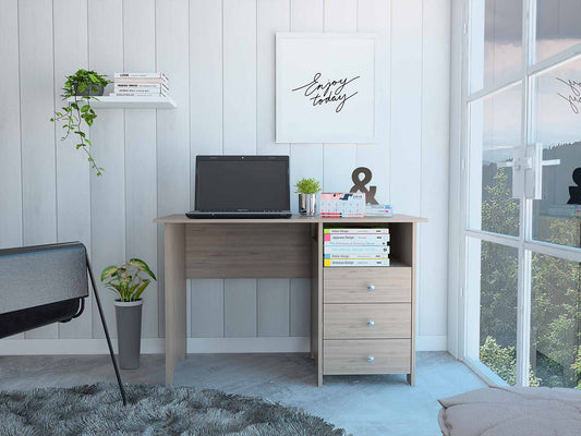 Bianco Writing Computer Desk, Three Drawers, One Shelf