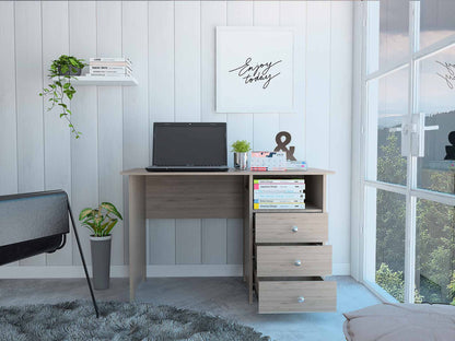 Bianco Writing Computer Desk, Three Drawers, One Shelf