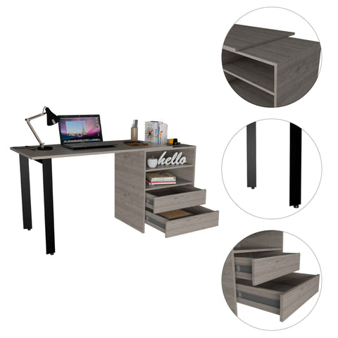 Malaui 120 Desk, Two Legs, Two Drawers, Two Shelves