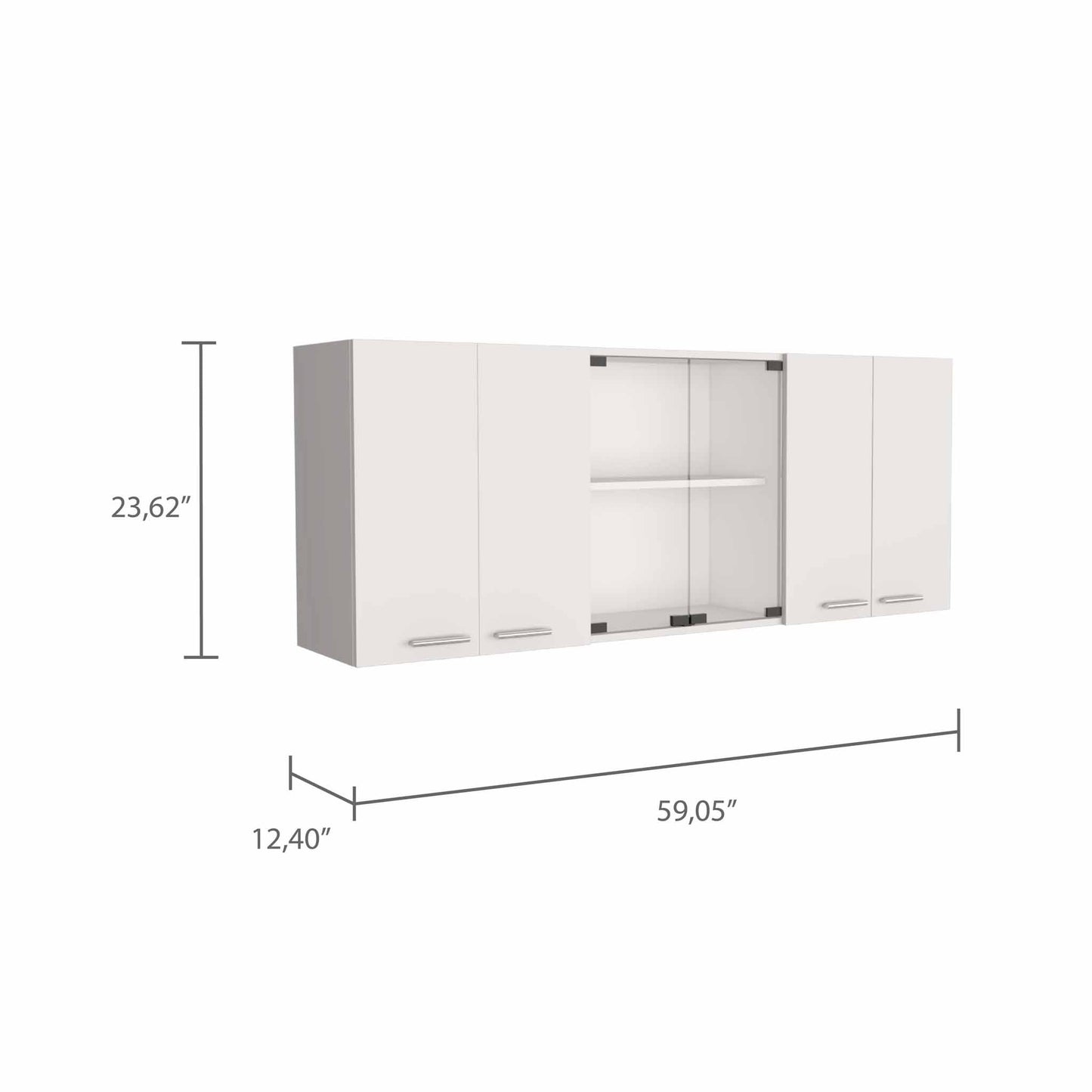 Superior 150 Wall Cabinet With Glass, Four Interior Shelves, Two Double Door