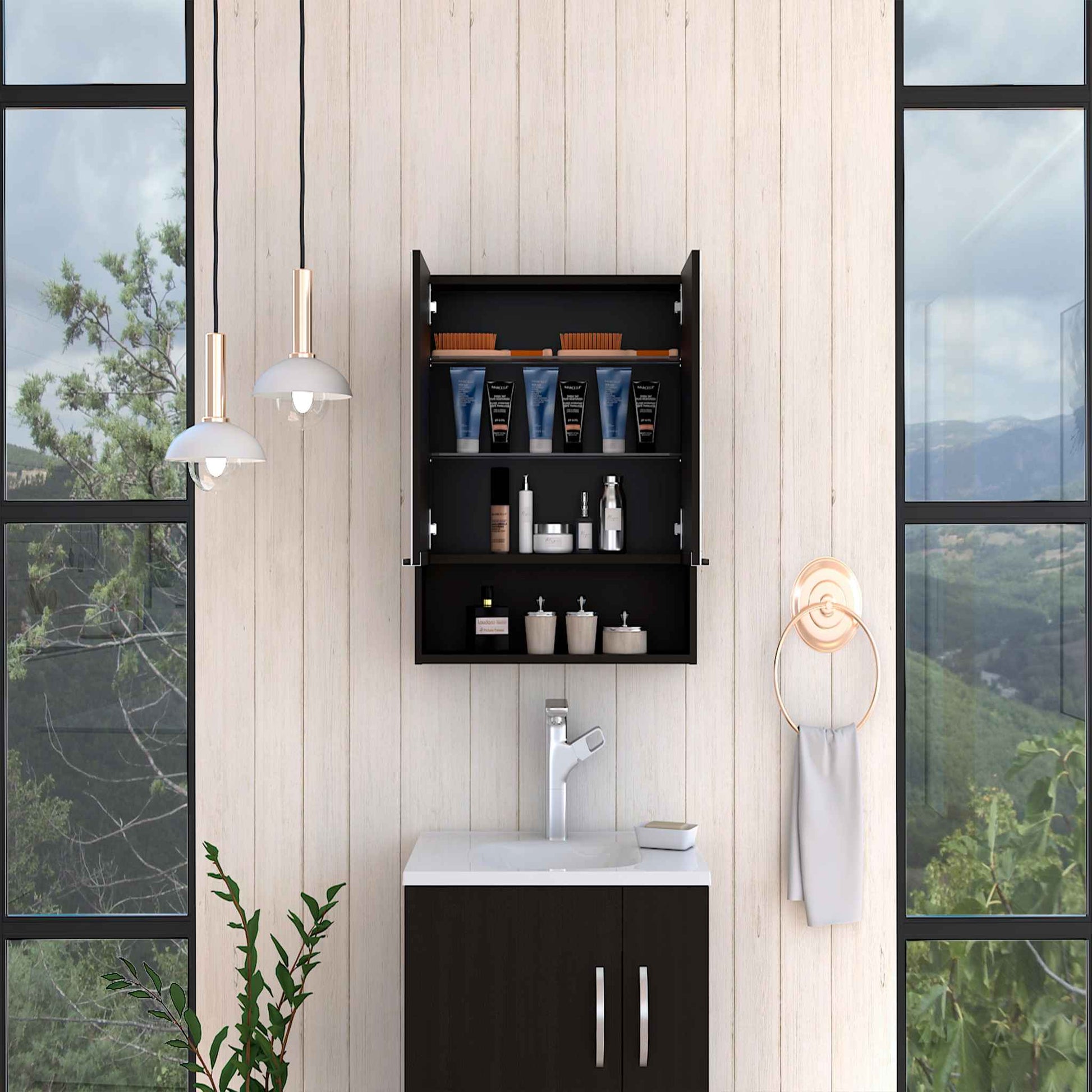 Black Wengue Medicine Cabinet TuHome 