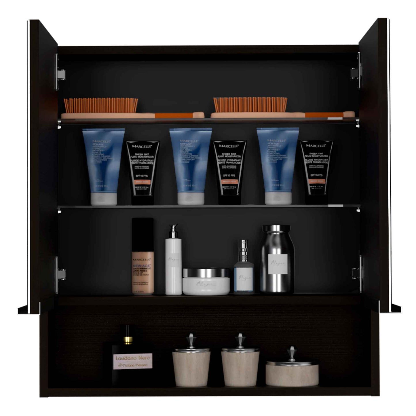 TuHome Black Wengue Medicine Cabinet 