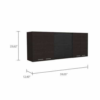 Superior 150 Wall Cabinet With Glass, Four Interior Shelves, Two Double Door