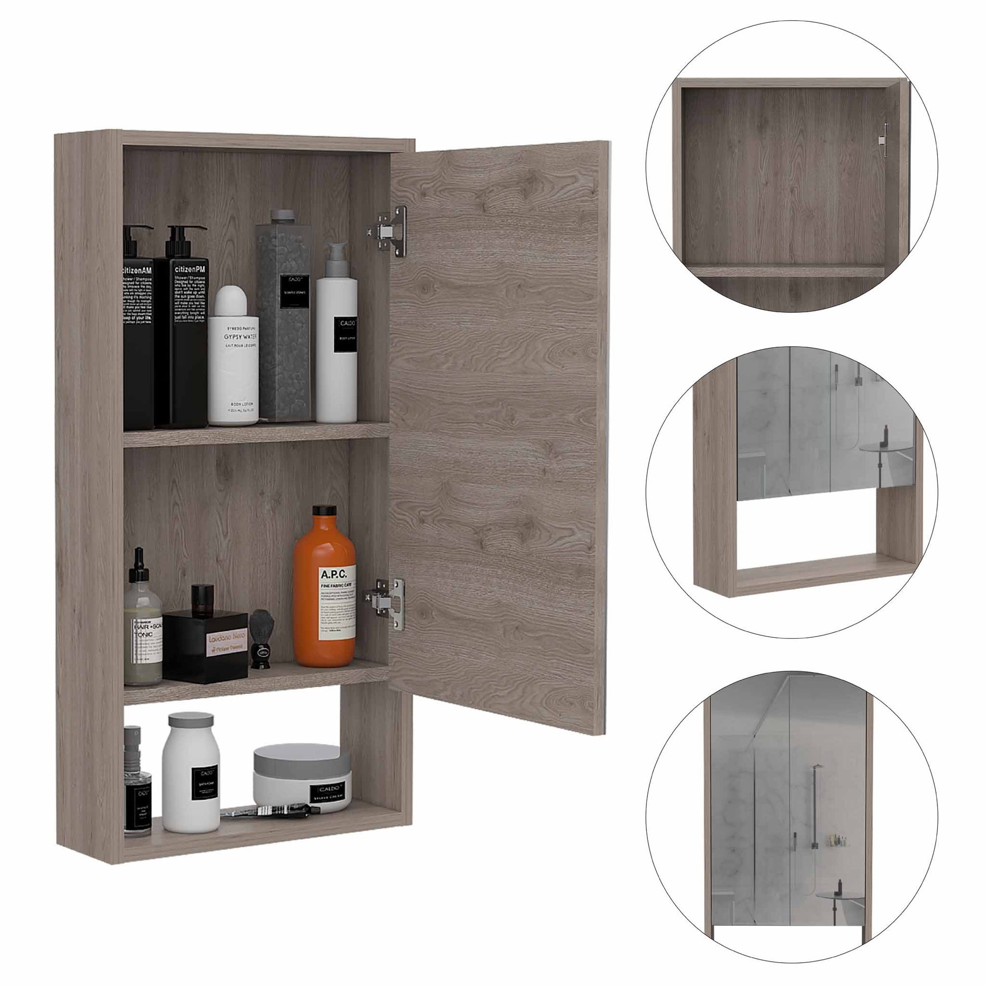 TuHome Light Gray Mariana Medicine Cabinet 