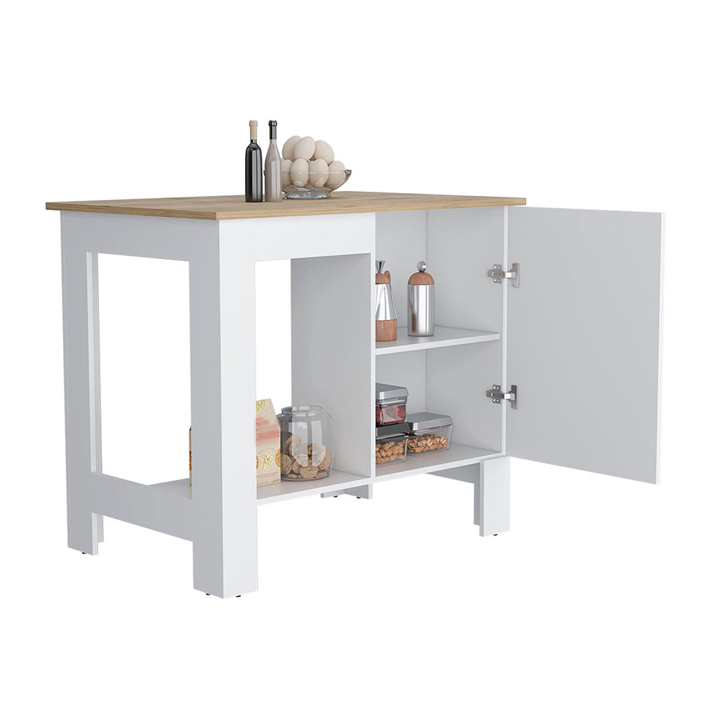 Atenea Kitchen Island, Single Door Cabinet, Shelf