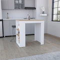 Portree Kitchen Island with 3-Side Shelves