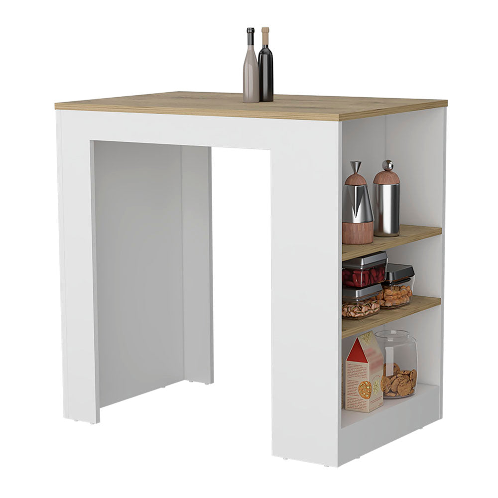 Portree Kitchen Island with 3-Side Shelves