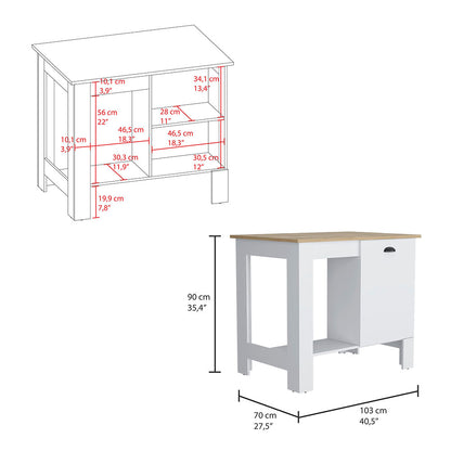 Atenea Kitchen Island, Single Door Cabinet, Shelf