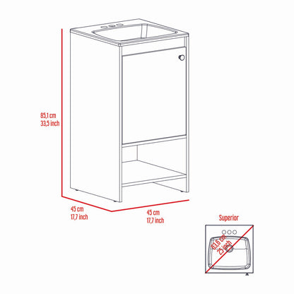 Jane Bathroom Vanity, Single Door Cabinet, Two Shelves