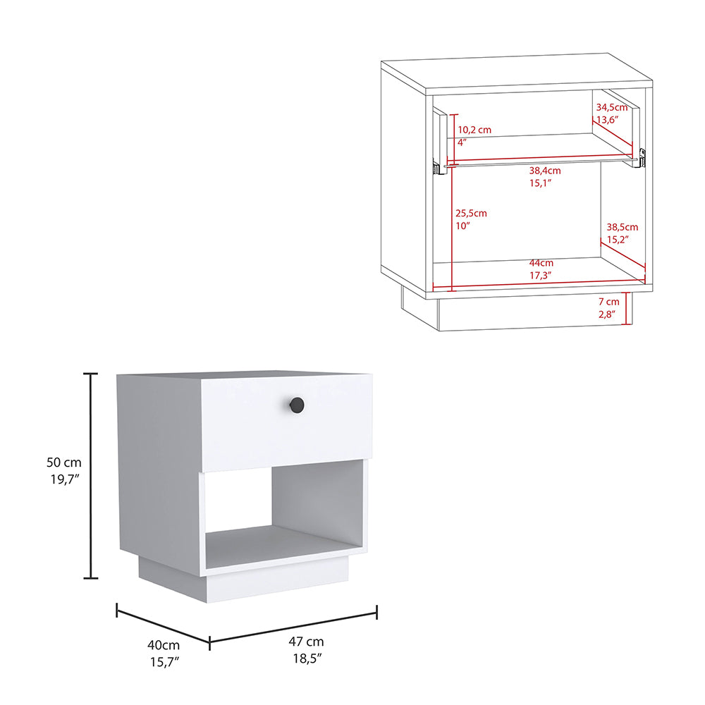 Paris 1 Drawer Nightstand, Open Lower Shelf