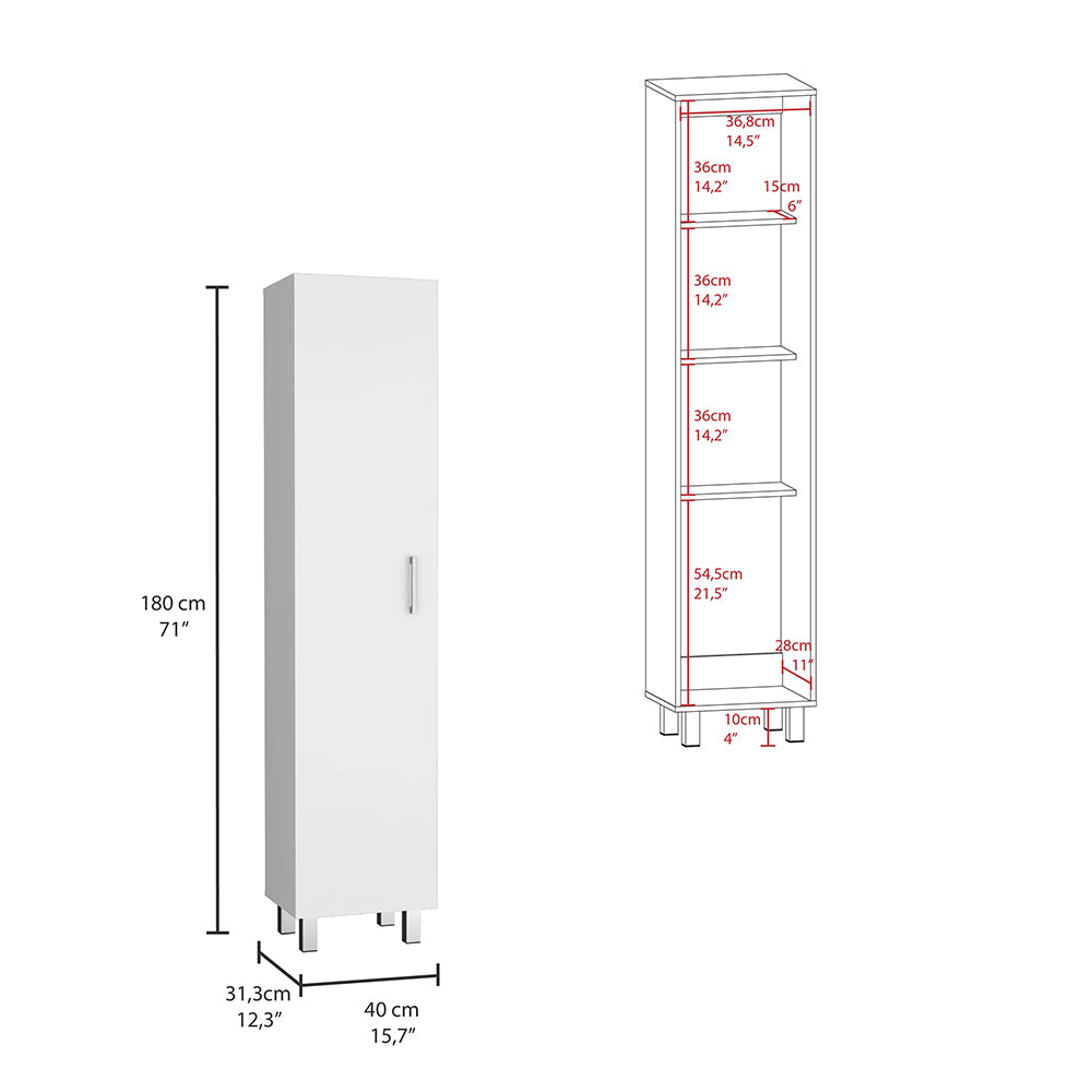 Vintro Storage Cabinet, Broom Hangers, Metal Handle