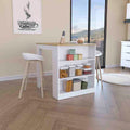 Kitchen Counter Dining Table Tanna,Two Legs, Three Side Shelves