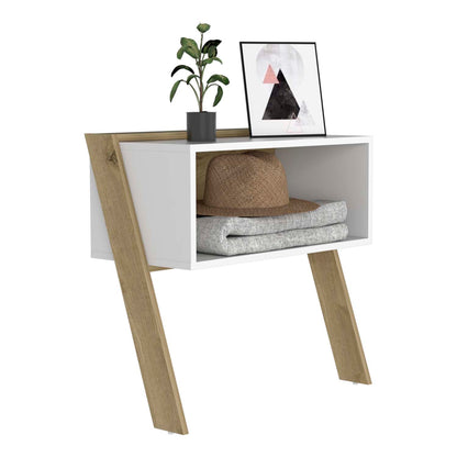 Aira Nightstand, Two Legs, One Shelf