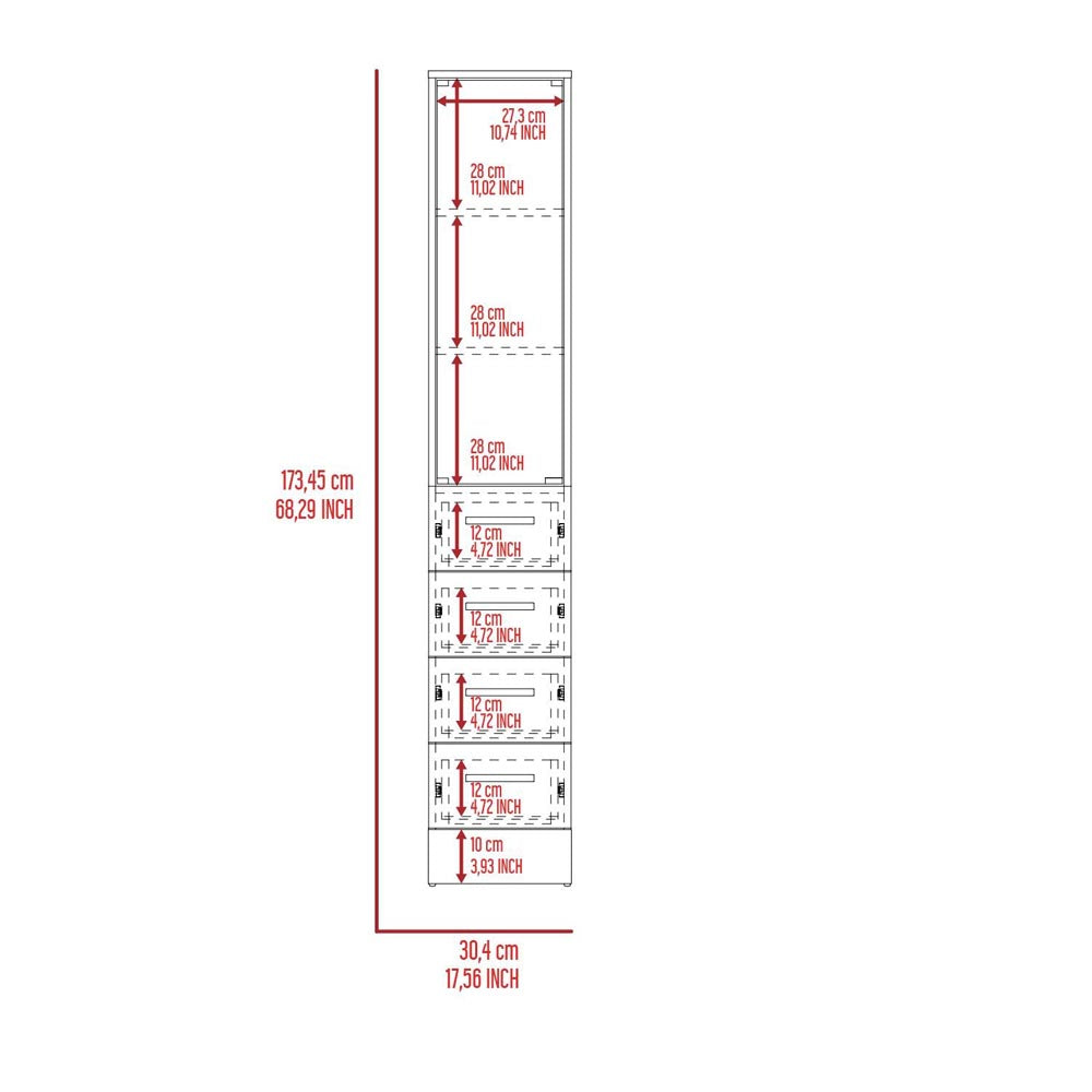 TuHome Measurements Vanguard Linen Cabinet 