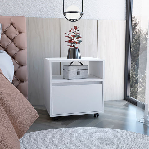 Austin Nightstand, Casters, Single Drawer