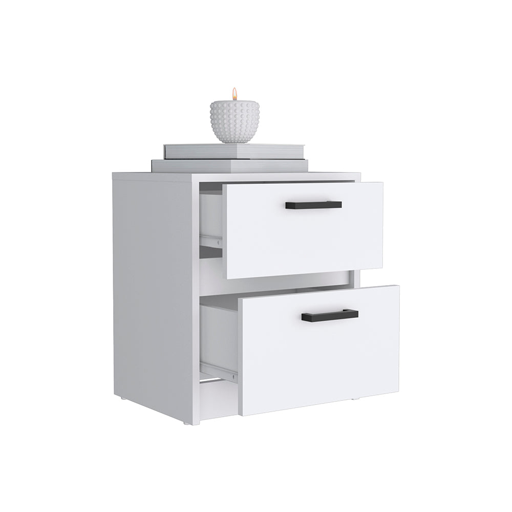 Trivor 2 Drawers Nightstand, Metal Handles