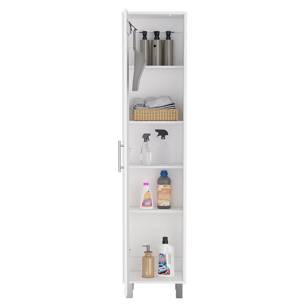 Laska Storage Cabinet, Broom Hangers, 1 Door