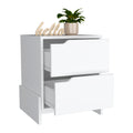 Luss Nightstand, Bedside Table with 2-Drawers, White and Macadamia Finish