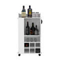 Fargo Bar Cart with Cabinet, 6 Built-in Wine Rack and Casters