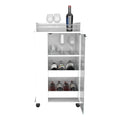 Baltimore Bar Cart with Casters, Glass Door and 2-Side Shelf
