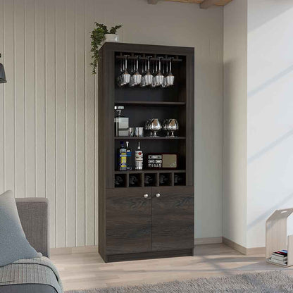 Montenegro Bar Cabinet, Double Door Cabinet, Five Cubbies