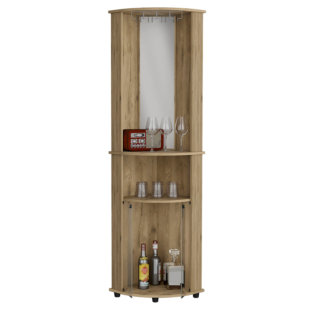 Chicago Corner Bar Cabinet, Rack, Glass Door