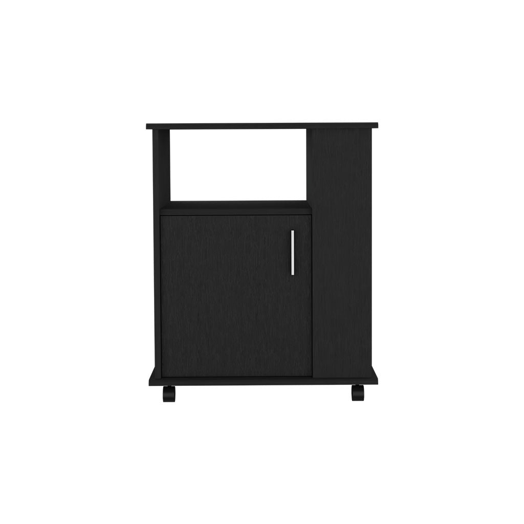 Kit Lower Microwave Cabinet, Single Door, Three Side Shelves, Two Interior Shelves