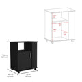 Kit Lower Microwave Cabinet, Single Door, Three Side Shelves, Two Interior Shelves