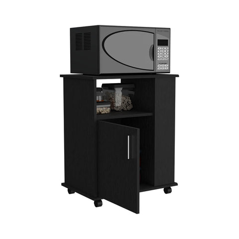 Kit Lower Microwave Cabinet, Single Door, Three Side Shelves, Two Interior Shelves