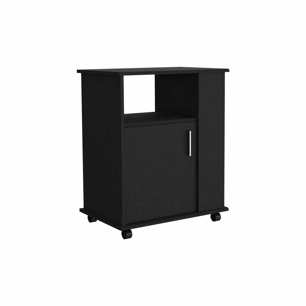 Kit Lower Microwave Cabinet, Single Door, Three Side Shelves, Two Interior Shelves