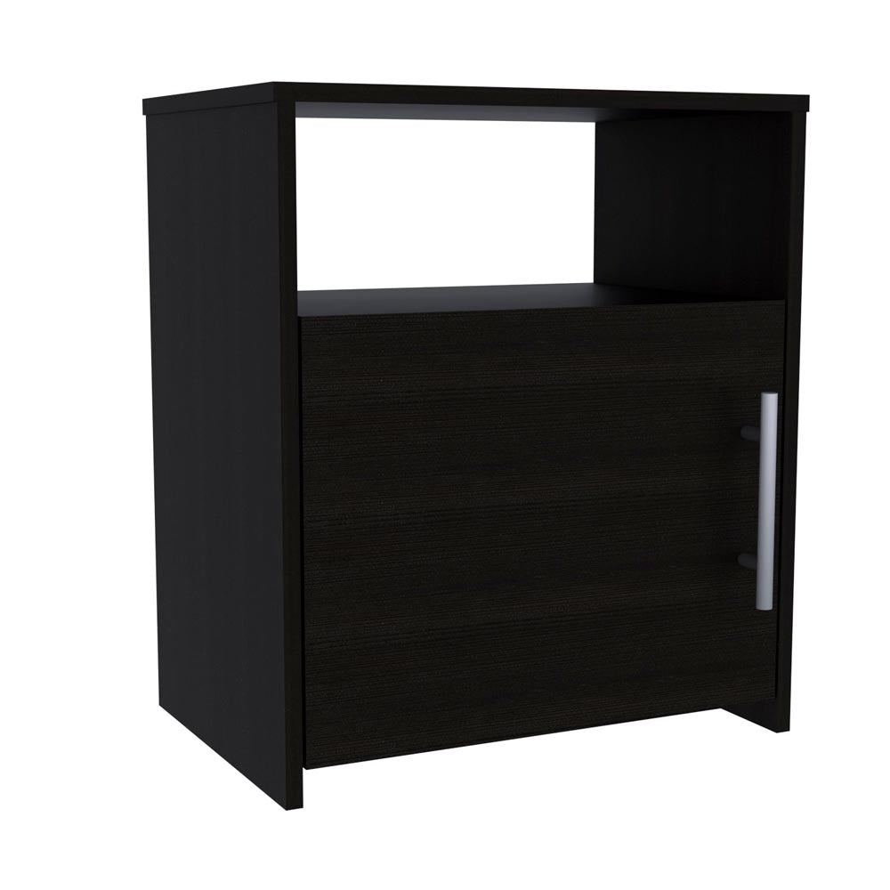 Nordico Nightstand, One Shelf, Single Door Cabinet, Metal Handle