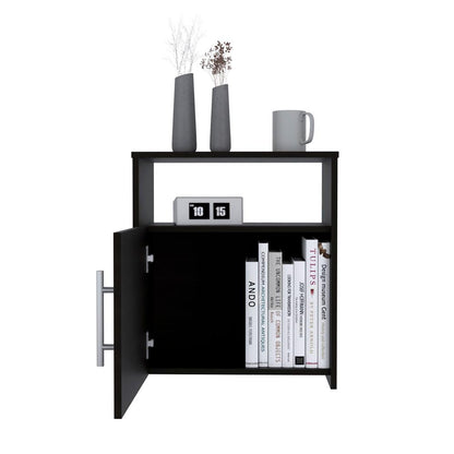 Nordico Nightstand, One Shelf, Single Door Cabinet, Metal Handle