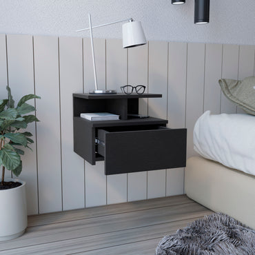 Adele Floating Nightstand, With One Drawer And Two Small Below Shelves For Storage or Decor
