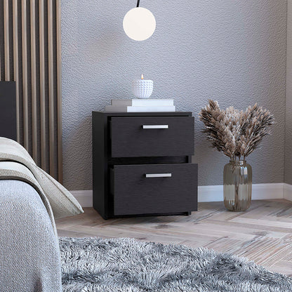 Trivor 2 Drawers Nightstand, Metal Handles