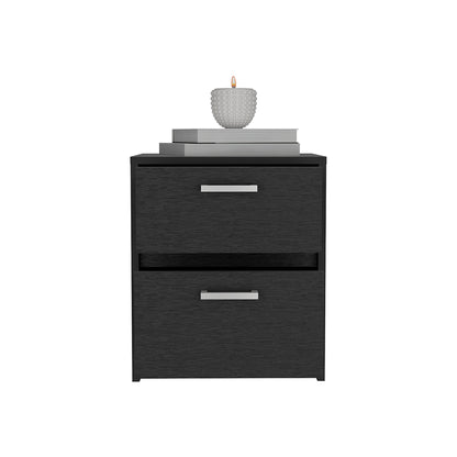 Trivor 2 Drawers Nightstand, Metal Handles