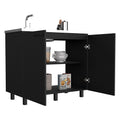 Napoles 2 Utility Sink with Cabinet, Stainless Steel Countertop, Interior Shelf