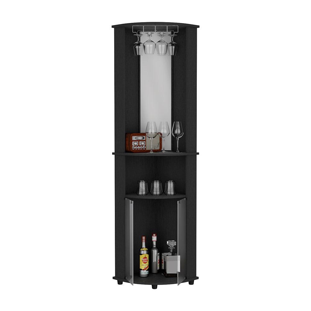 Chicago Corner Bar Cabinet, Rack, Glass Door