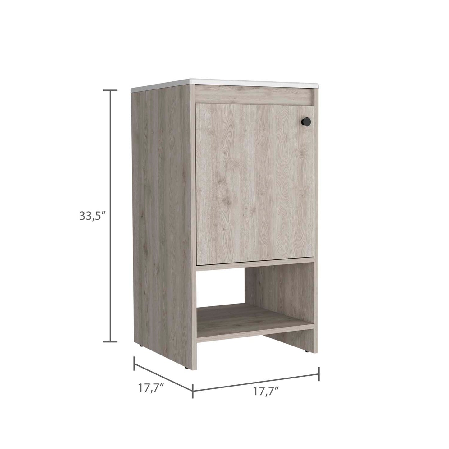 Jane Bathroom Vanity, Single Door Cabinet, Two Shelves