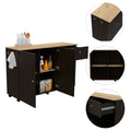 Kitchen Island Cart Victoria, Four Interior Shelves, Six Carters, One Drawer, Double Door Cabinet
