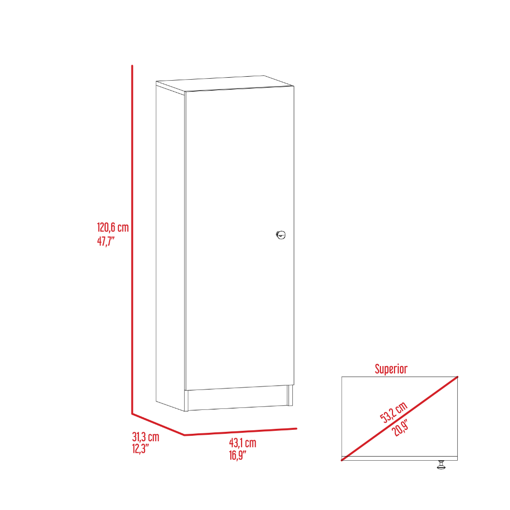Catalano Pantry , Single Door Cabinet, Four Interior Shelves