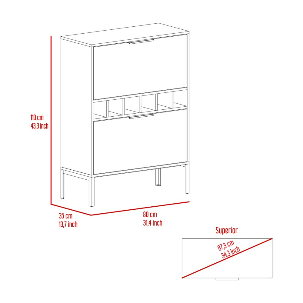 Lyrata Bar Cabinet, Six Wine Cubbies, Double Door