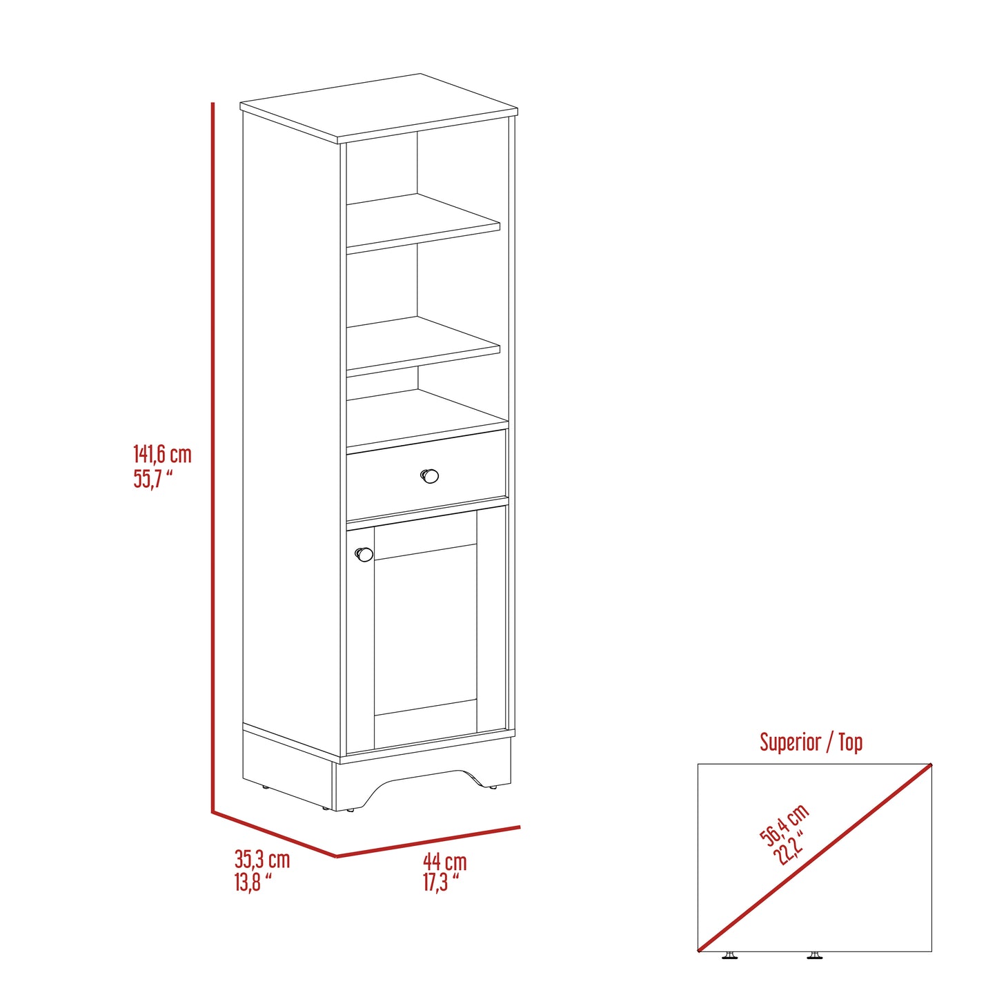 St. Cloud Linen Cabinet, One Drawer, One Cabinet, Multiple Shelves