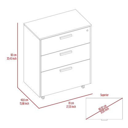 Storage Cabinet - Superior Top, Drawer Base Cabinet, Three Drawers, Four Casters