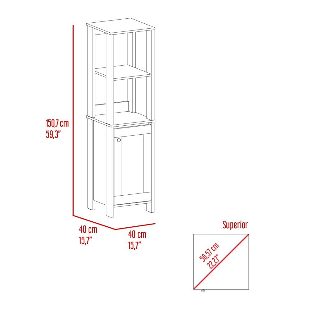 St. Clair Linen Cabinet, Two Open Shelves, Single Door