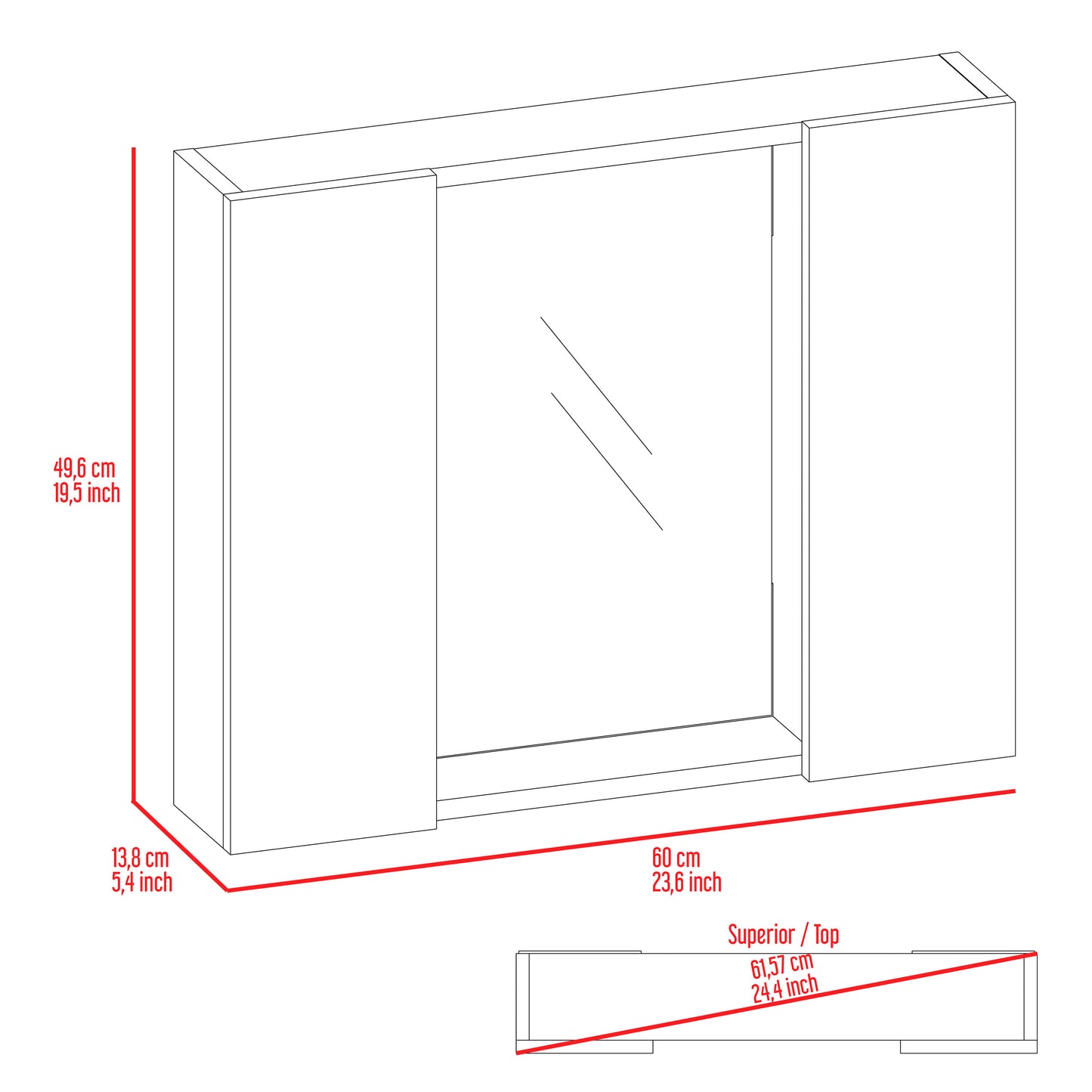 Artemisa Medicine Cabinet, Double Door, Mirror, One External Shelf