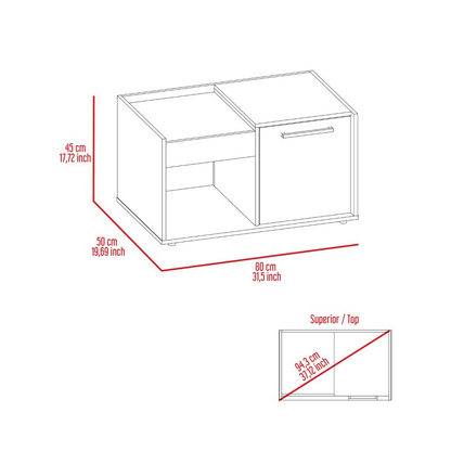 Lyon Coffee Table, Single Door Cabinet, One Open Shelf