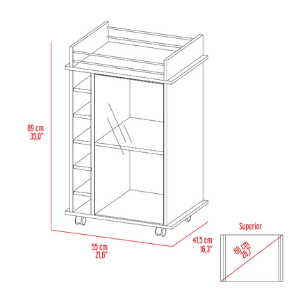 Barbieri Bar Cart with six cubbies vertically line