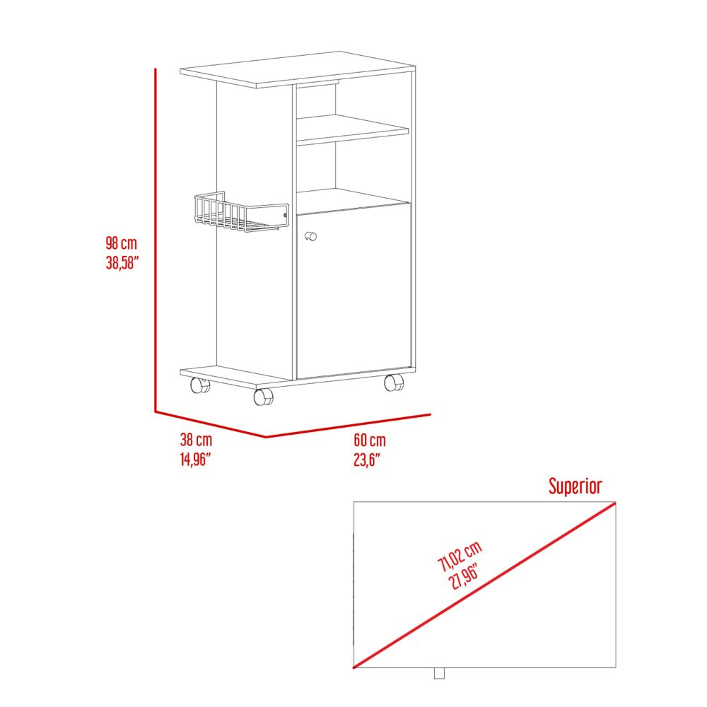 Clip Kitchen Cart, Single Door Cabinet, Four Casters