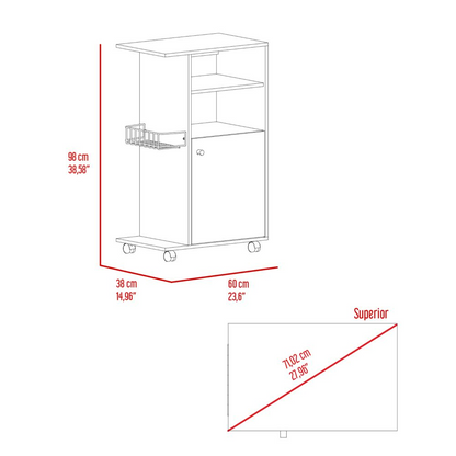 Clip Kitchen Cart, Single Door Cabinet, Four Casters